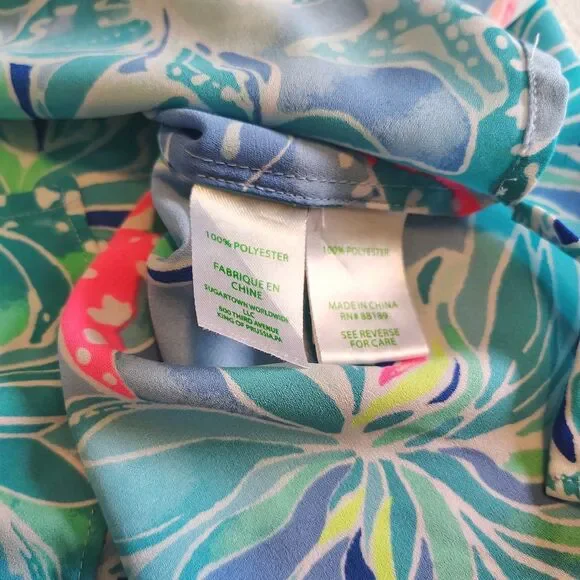Lilly Pulitzer Elora Blouse Top Bennet Blue Celestial Seas Coastal Beachy Large - Picture 8 of 10